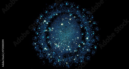 Wallpaper Mural Abstract fingerprint, teal, glowing particles Torontodigital.ca