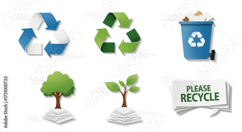 Collection of Recycling and Environmental Conservation Icons.