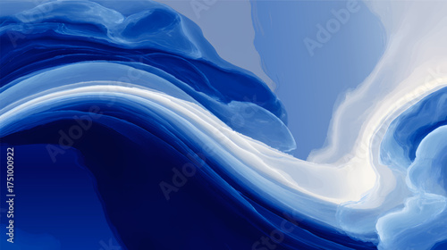 Abstract blue and white fluid art with swirling patterns
