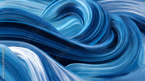 Abstract blue and white fluid art with swirling patterns