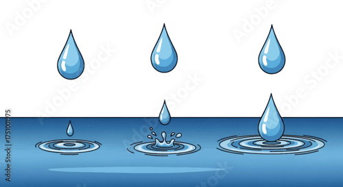 Sequence of Water Droplets Falling and Creating Ripples.