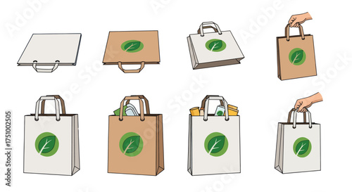 Eco-Friendly Shopping Bags with Green Logo: A Sustainable Packaging Collection.