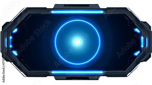 Futuristic digital interface with glowing blue accents, high-tech design, suitable for sci-fi themes
