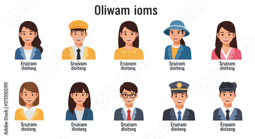 Set of diverse human avatars and user profile icons for business industry and casual people.