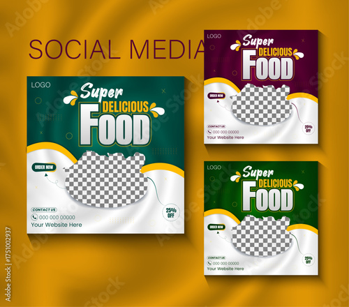 Delicious food menu social media banner template.