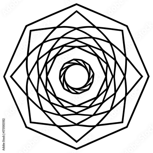 Geometric kaleidoscope pattern, showcasing intricate symmetry and abstract design elements in a mesmerizing circular composition