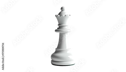 Elegant white chess queen piece isolated on black background