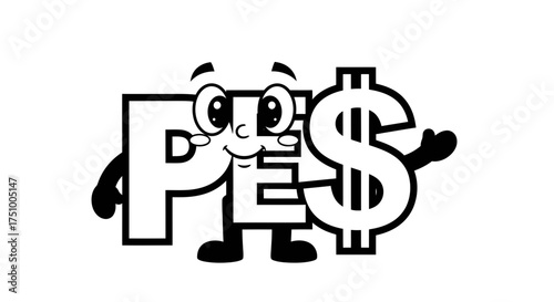 Animated PES Letters Symbolizing Financial Security and Economic Stability Illustration