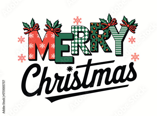 Playful Patterned Merry Christmas Typography