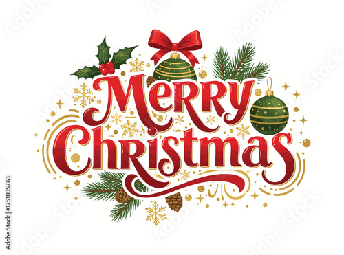 Festive Red Green Christmas Typography