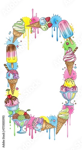 Ice Cream Frame - Colorful Dessert Border for Summer Treats.