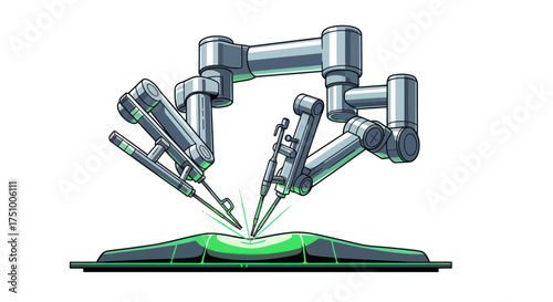 Robotic Surgical System Performing a Procedure with Precision Instruments.