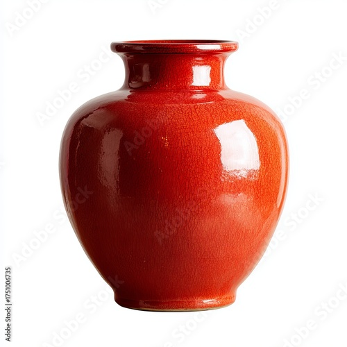 A vibrant red ceramic vase with a glossy finish, showcasing its elegant form and artistic details. This timeless piece exudes a sense of sophistication and charm