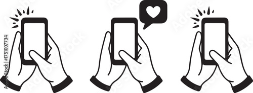 Hands holding smartphones, showing social media engagement
