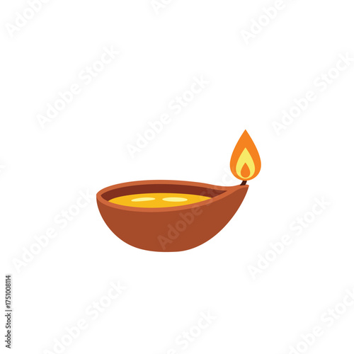 Traditional Hindu Deepavali Diwali festival clay diya lamp glowing with bright light and warmth