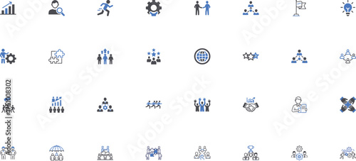 Teamwork and collaboration concept icons set for business and technology vector