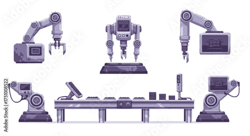 Industrial Robotic Arms and Assembly Line Technology.