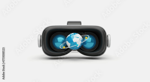 Virtual Reality Headset with Global Internet Connection Display.