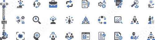Collection of business icons representing hiring and teamwork concepts vector