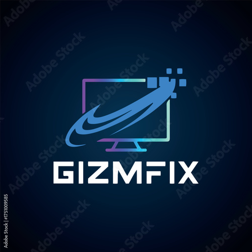 Professional Computer and Laptop Repair Logo Design Vector Template for Technology Service and IT Support Business