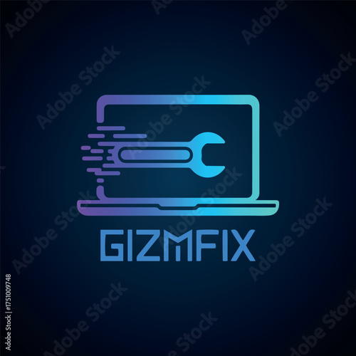 Professional Computer and Laptop Repair Logo Design Vector Template for Technology Service and IT Support Business