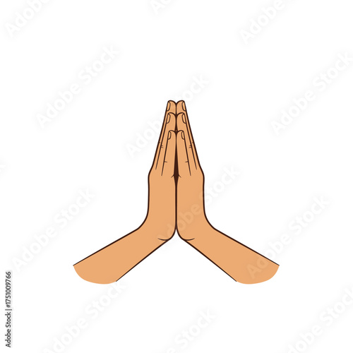 Beautiful Namaste gesture with hands together for Deepavali and Diwali celebrations representing peace and greeting.