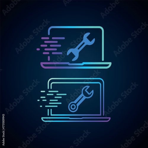 Professional Computer and Laptop Repair Logo Design Vector Template for Technology Service and IT Support Business