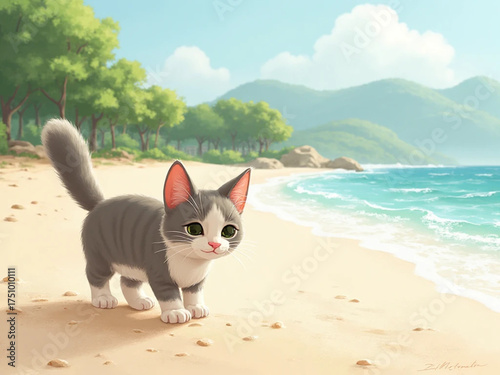 kitten on the beach