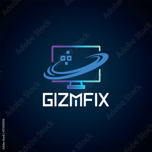 Professional Computer and Laptop Repair Logo Design Vector Template for Technology Service and IT Support Business