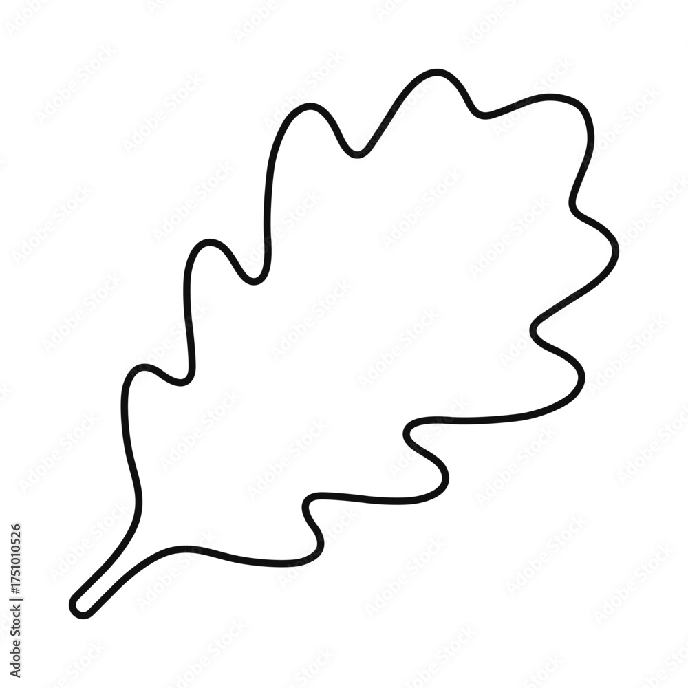 Obraz premium Thin Hollow Oak Leaf Stroke Icon