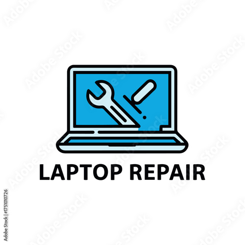 Professional Computer and Laptop Repair Logo Design Vector Template for Technology Service and IT Support Business