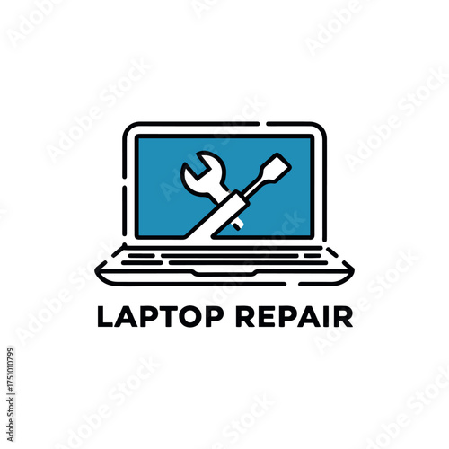 Professional Computer and Laptop Repair Logo Design Vector Template for Technology Service and IT Support Business
