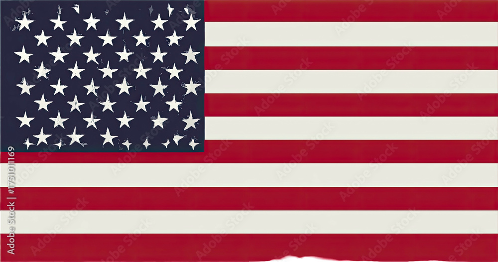 Fototapeta premium A stylized, digitally rendered depiction of the United States flag with blurred edges and a textured appearance