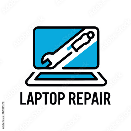 Professional Computer and Laptop Repair Logo Design Vector Template for Technology Service and IT Support Business