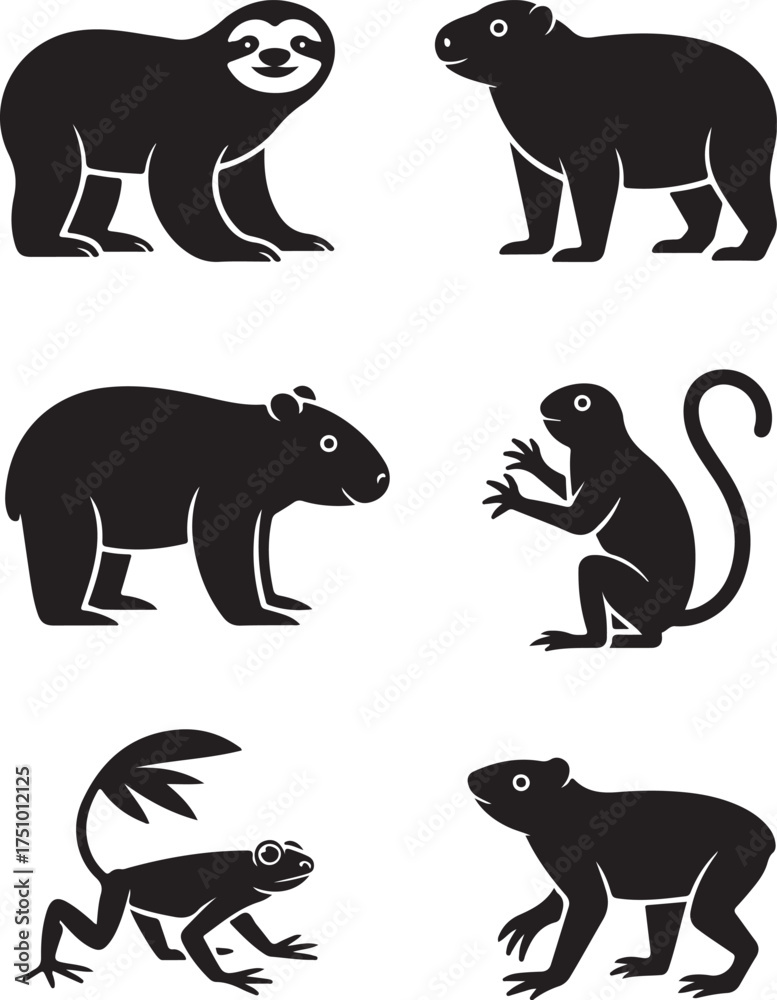 Obraz premium Charming animal icons for kids and nature projects