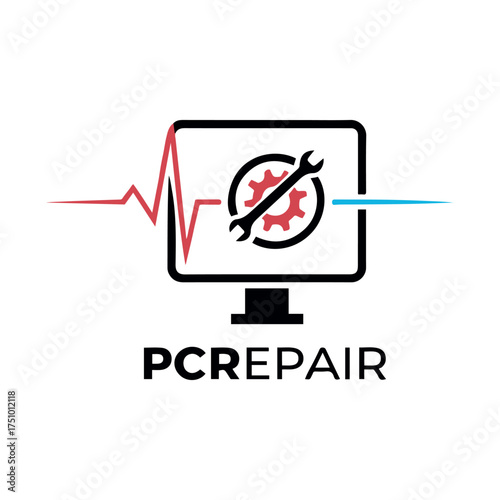 Professional Computer and Laptop Repair Logo Design Vector Template for Technology Service and IT Support Business