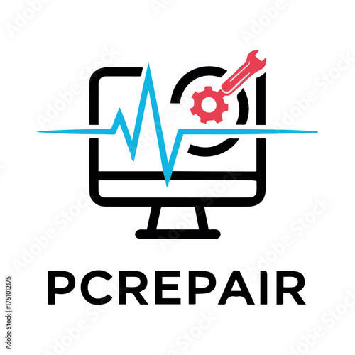 Professional Computer and Laptop Repair Logo Design Vector Template for Technology Service and IT Support Business