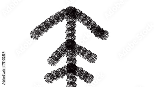 Abstract black arrow made of small circles pointing upwards