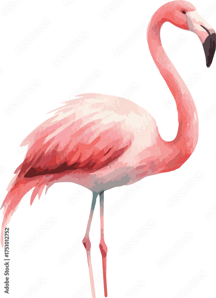 Fototapeta premium Vector watercolor painted illustration of a flamingo