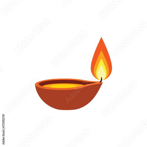 Traditional Indian Diwali Deepavali Diya Lamp Illustration Radiating Warm Light for Festive Celebrations and Cultural Significance