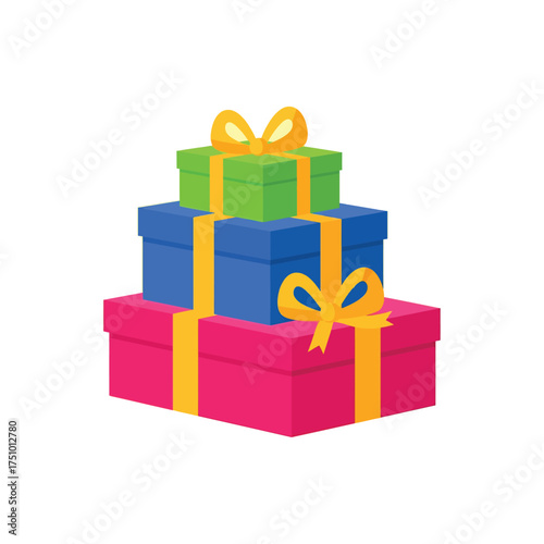 Colorful Stacked Gift Boxes with Ribbons and Bows, Perfect for Deepavali Diwali Celebration and Festive Occasions