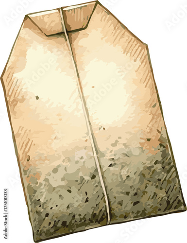 Vector watercolor illustration of a teabag