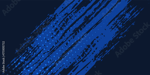 Blue gradient pattern grunge texture background. Pop art comic sports style vector illustration of dots.