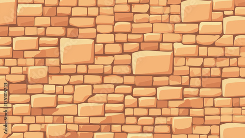 Ancient stone wall background. Vector element for historical, old and vintage theme. 