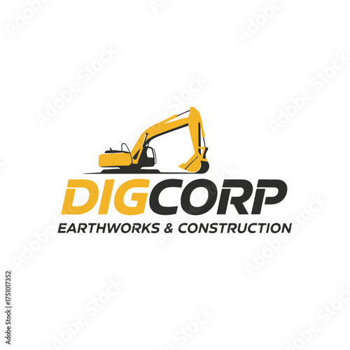 equipment, illustration, machine, excavation, industrial, excavator, industry, vehicle, design, logo, business, machinery, work, construction, digger, loader, bulldozer, tractor, heavy, dig, 