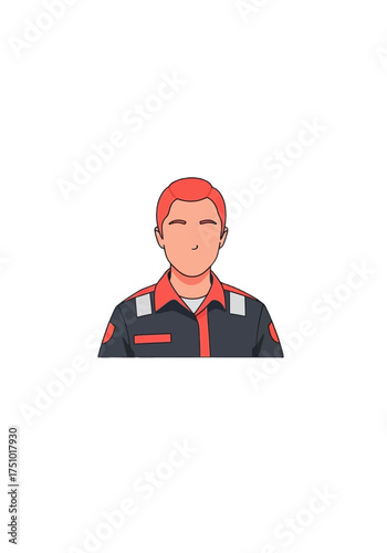 Flat Vector Illustration of a Man in Uniform Avatar