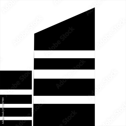 Modern business building with horizontal design, perfect for corporate identity, real estate, or urban development projects with clean, minimalist aesthetic