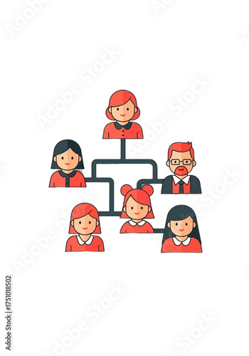 Flat Vector Illustration of Business Organization Hierarchy