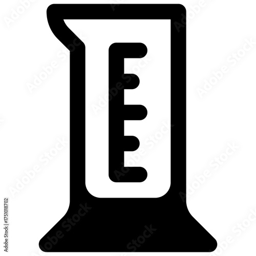 Graduated cylinder. Outlined stroke vector icon with black-filled details.