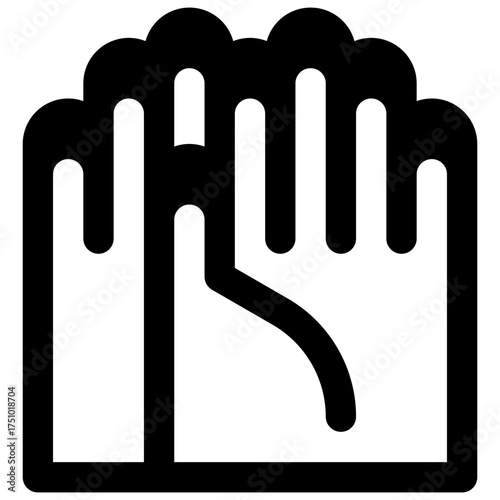 Latex gloves. Outlined stroke vector icon with black-filled details.